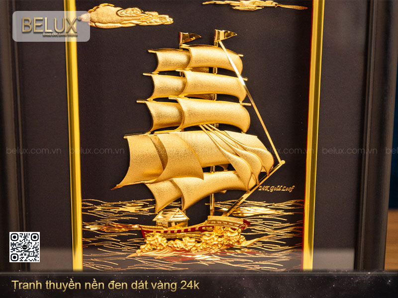 Tranh thuận buồm xuôi gió dát vàng 24k 32x25cm